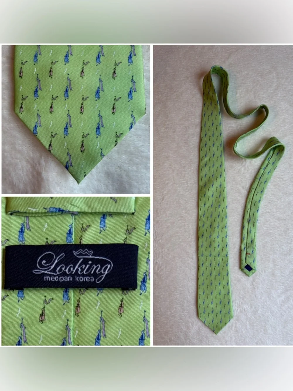Looking Medipark Korean Men's Marching Figures 100% Silk Woven Classic Tie